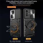 For Xiaomi 11T 5G / 11T Pro 5G PC+TPU Cover with Slide Camera Lid Ring Kickstand Anti-drop Phone Case