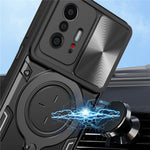 For Xiaomi 11T 5G / 11T Pro 5G PC+TPU Cover with Slide Camera Lid Ring Kickstand Anti-drop Phone Case