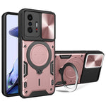 Xiaomi 11T 5G / 11T Pro 5G PC+TPU-skal med glidande kameraring, stativ, fallskyddande mobilskal