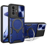 For Xiaomi 11T 5G / 11T Pro 5G PC+TPU Cover with Slide Camera Lid Ring Kickstand Anti-drop Phone Case