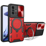For Xiaomi 11T 5G / 11T Pro 5G PC+TPU Cover with Slide Camera Lid Ring Kickstand Anti-drop Phone Case