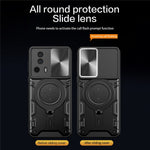 For Xiaomi 13 Lite / Civi 2 5G PC+TPU Shockproof Cover with Slide Camera Lid Ring Kickstand Phone Case