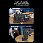 For Xiaomi 13 Lite / Civi 2 5G PC+TPU Shockproof Cover with Slide Camera Lid Ring Kickstand Phone Case