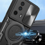 For Xiaomi 13 Lite / Civi 2 5G PC+TPU Shockproof Cover with Slide Camera Lid Ring Kickstand Phone Case
