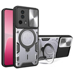 For Xiaomi 13 Lite / Civi 2 5G PC+TPU Shockproof Cover with Slide Camera Lid Ring Kickstand Phone Case