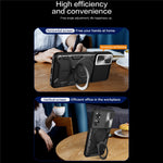 Drop-proof Cover for Oppo A17 4G / A17k 4G Slide Camera Lid PC+TPU Phone Case with Ring Kickstand