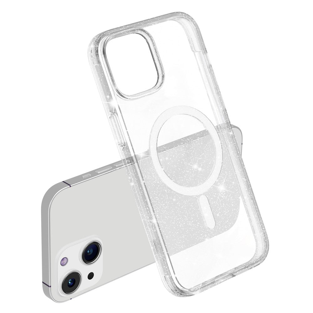 Glitter Magnetic Case for iPhone 15 Compatible with MagSafe, Hard PC + Soft TPU Phone Cover