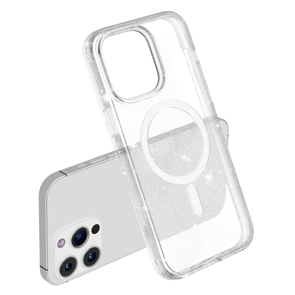 Glitter Magnetic Case for iPhone 15 Pro Max , Hard PC + Soft TPU Compatible with MagSafe Phone Cover