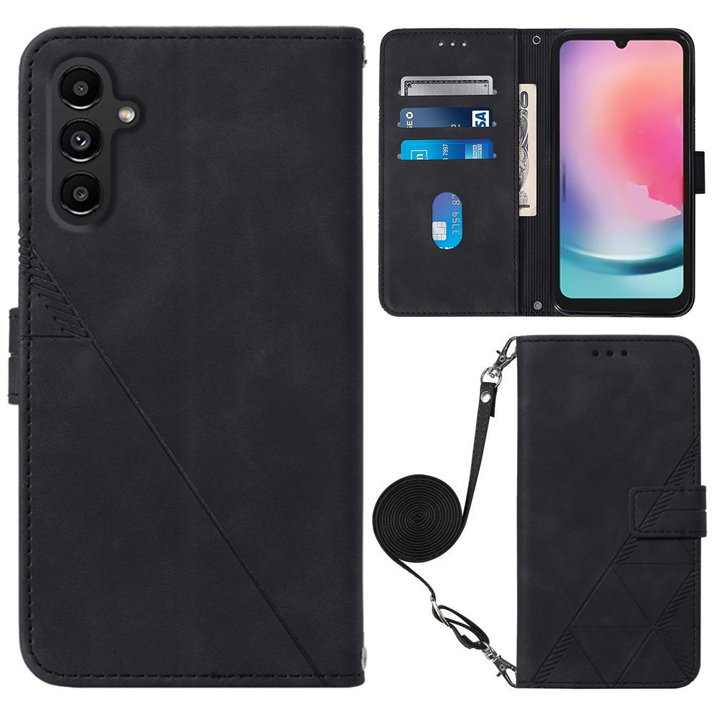 For Samsung Galaxy S23 FE Leather Case with Shoulder Strap Wallet Stand Phone Cover