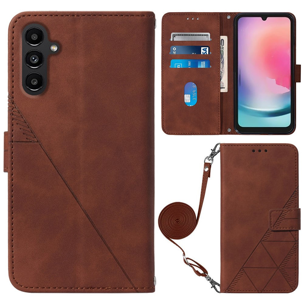 For Samsung Galaxy S23 FE Leather Case with Shoulder Strap Wallet Stand Phone Cover