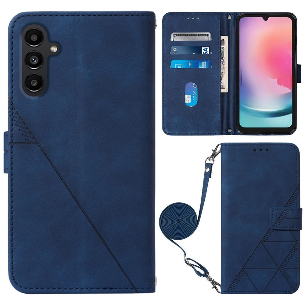 For Samsung Galaxy S23 FE Leather Case with Shoulder Strap Wallet Stand Phone Cover