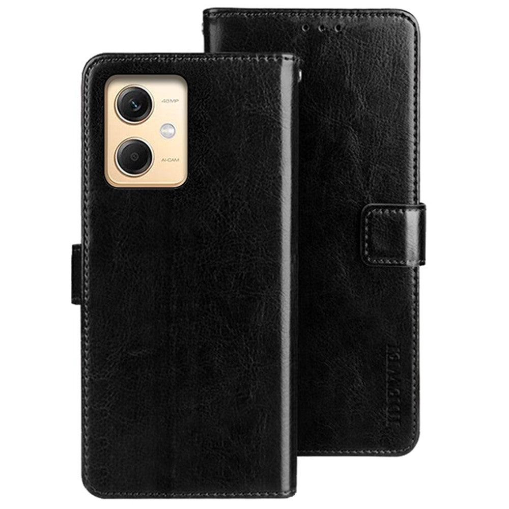IDEWEI For Xiaomi Redmi Note 12R Pro 5G Wallet Leather Case Crazy Horse Texture Stand Anti-Fingerprint Phone Shell Cover