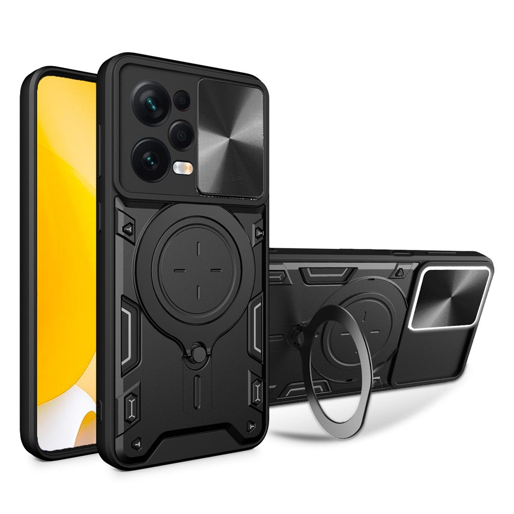 Skyddsfodral för Xiaomi Redmi Note 12 Pro 5G / Note 12 Pro Speed 5G / Poco X5 Pro 5G, Skjutbart kameralock PC+TPU Stativ mobilskal