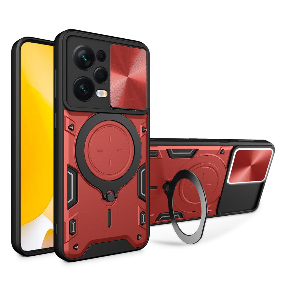 Skyddsfodral för Xiaomi Redmi Note 12 Pro 5G / Note 12 Pro Speed 5G / Poco X5 Pro 5G, Skjutbart kameralock PC+TPU Stativ mobilskal