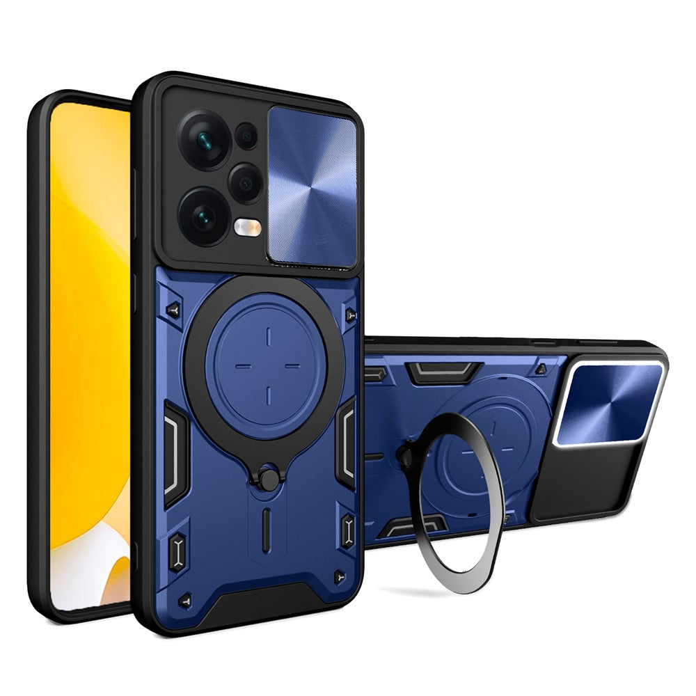 Skyddsfodral för Xiaomi Redmi Note 12 Pro 5G / Note 12 Pro Speed 5G / Poco X5 Pro 5G, Skjutbart kameralock PC+TPU Stativ mobilskal
