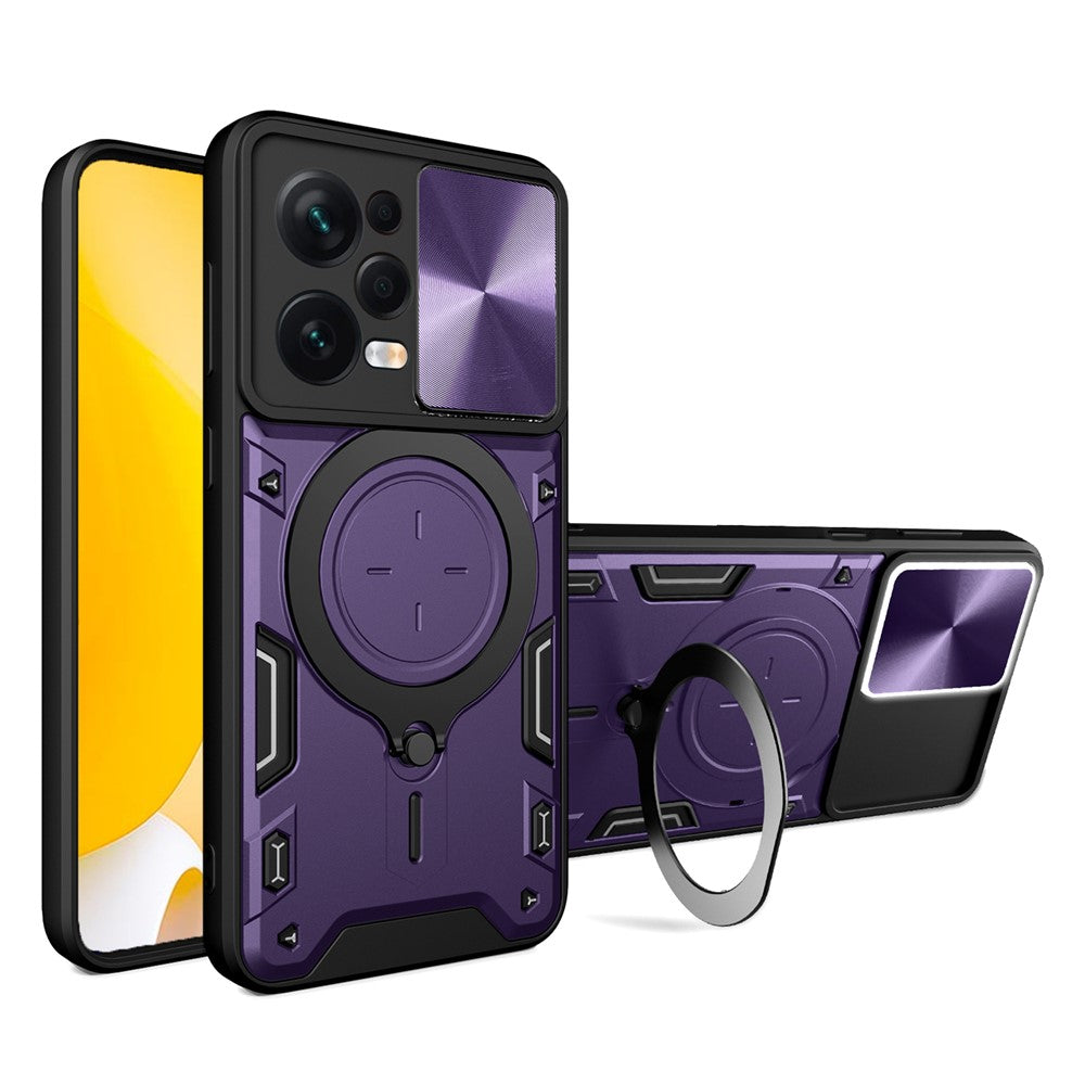 Skyddsfodral för Xiaomi Redmi Note 12 Pro 5G / Note 12 Pro Speed 5G / Poco X5 Pro 5G, Skjutbart kameralock PC+TPU Stativ mobilskal