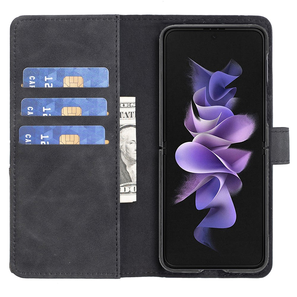 BINFEN COLOR BF05 For Samsung Galaxy Z Fold5 5G Imprint Stand Phone Case PU Leather Wallet Cover