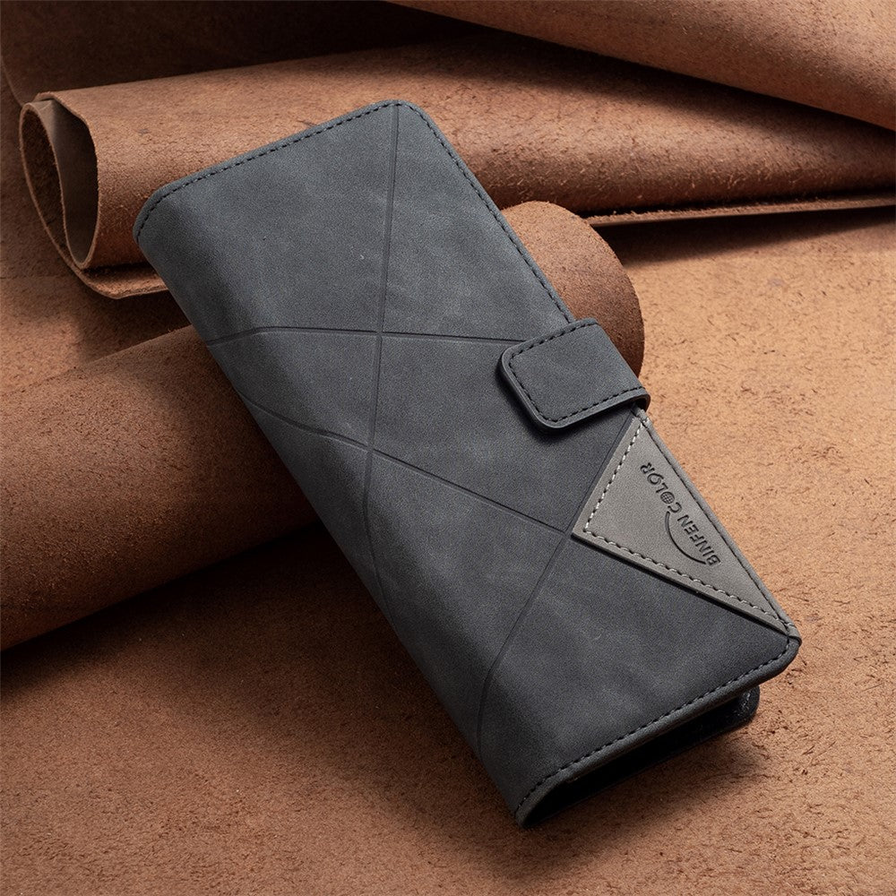 BINFEN COLOR BF05 For Samsung Galaxy Z Fold5 5G Imprint Stand Phone Case PU Leather Wallet Cover