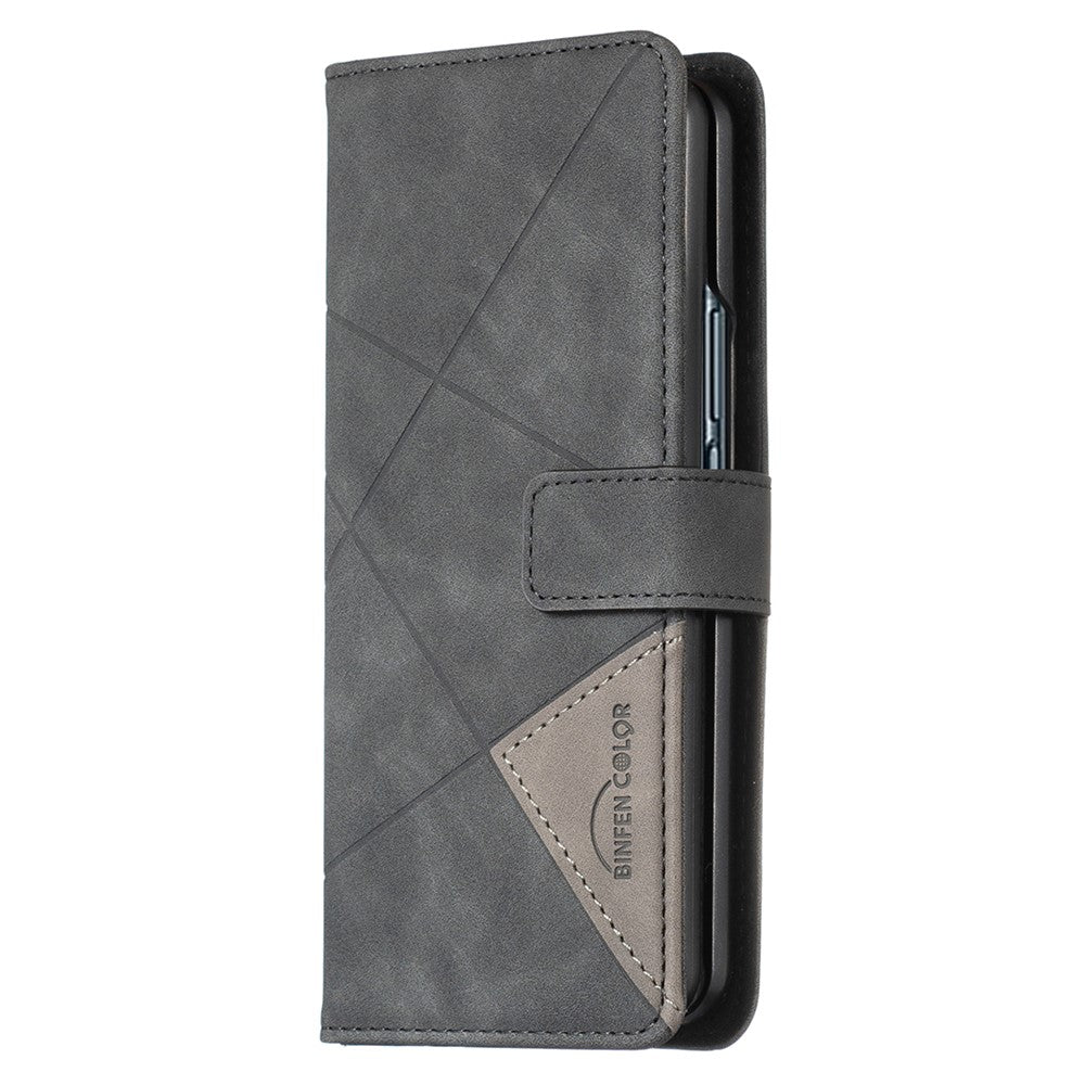 BINFEN COLOR BF05 For Samsung Galaxy Z Fold5 5G Imprint Stand Phone Case PU Leather Wallet Cover