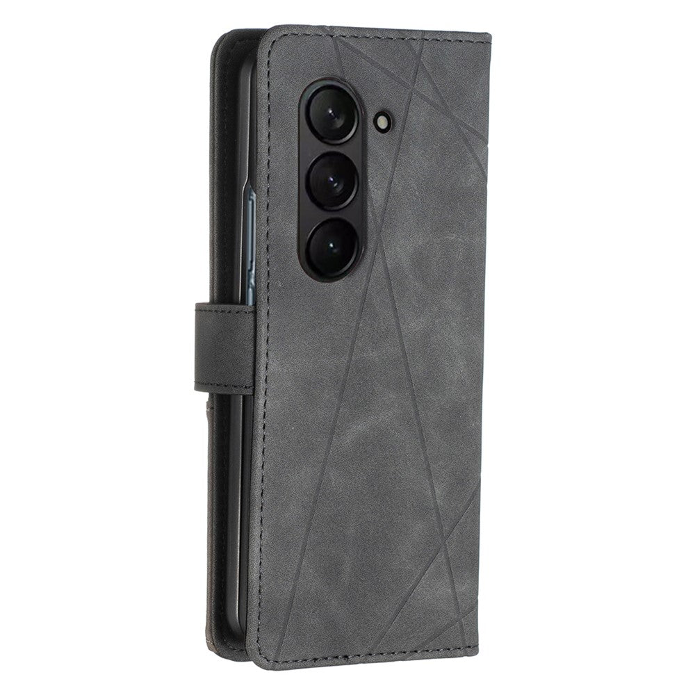 BINFEN COLOR BF05 For Samsung Galaxy Z Fold5 5G Imprint Stand Phone Case PU Leather Wallet Cover
