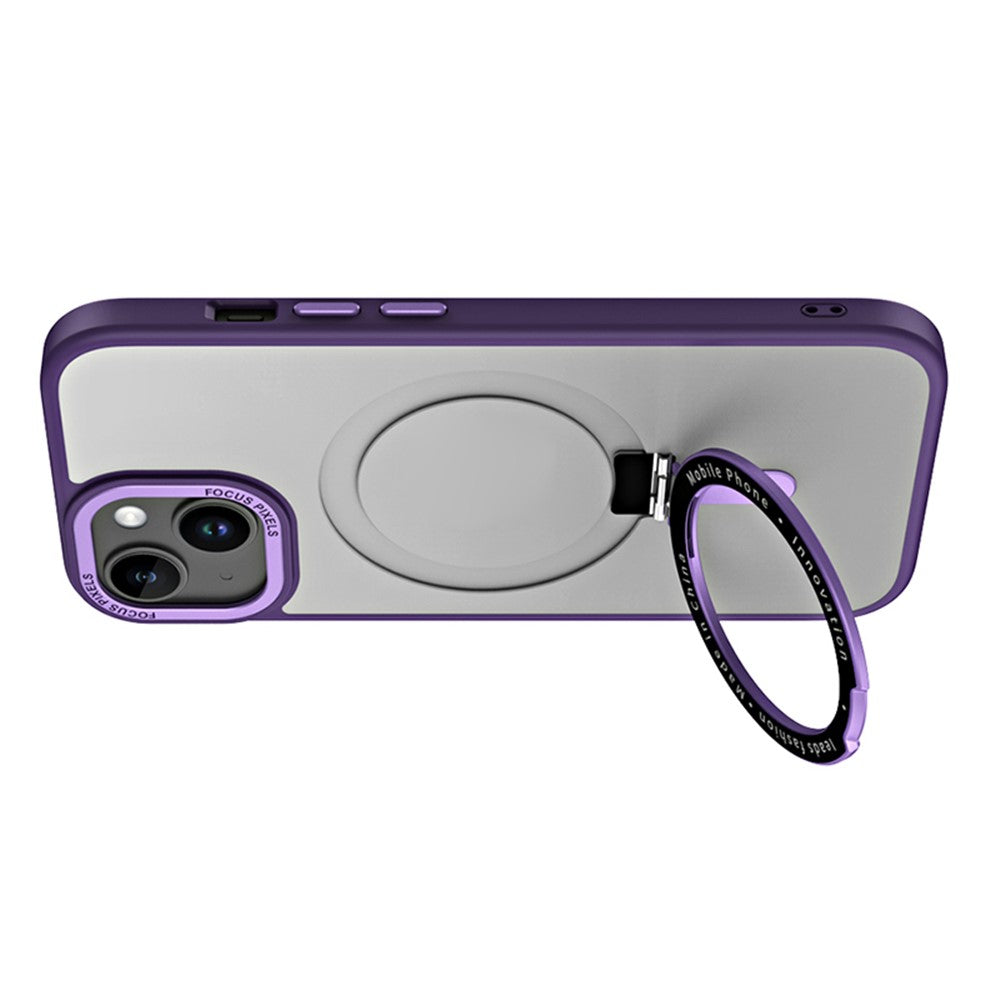 Kickstand magnetisk cover til iPhone 15 Plus, stødsikkert TPU+akryl mat telefoncover