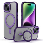Kickstand magnetisk cover til iPhone 15 Plus, stødsikkert TPU+akryl mat telefoncover