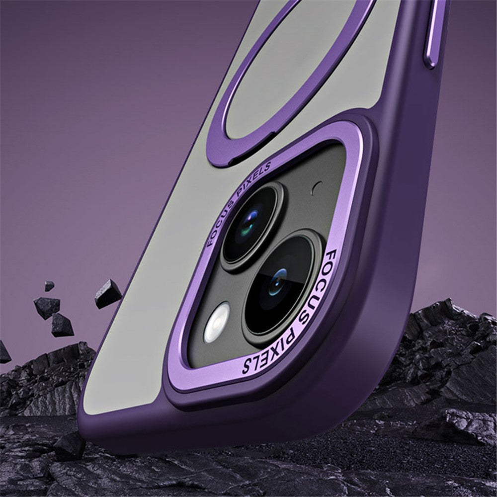 Kickstand magnetisk cover til iPhone 15 Plus, stødsikkert TPU+akryl mat telefoncover