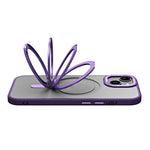 Kickstand magnetisk cover til iPhone 15 Plus, stødsikkert TPU+akryl mat telefoncover
