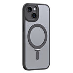 Kickstand magnetisk cover til iPhone 15 Plus, stødsikkert TPU+akryl mat telefoncover