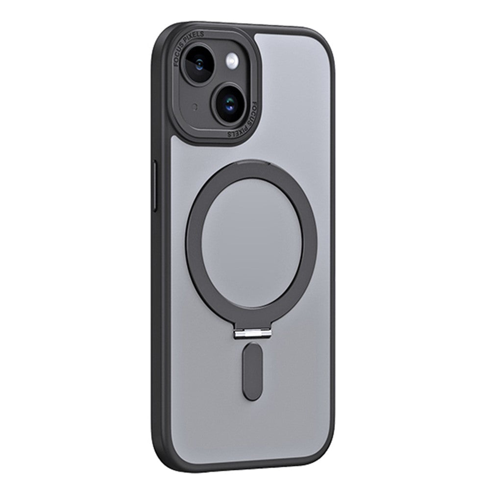 Kickstand magnetisk cover til iPhone 15 Plus, stødsikkert TPU+akryl mat telefoncover
