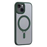 Kickstand magnetisk cover til iPhone 15 Plus, stødsikkert TPU+akryl mat telefoncover