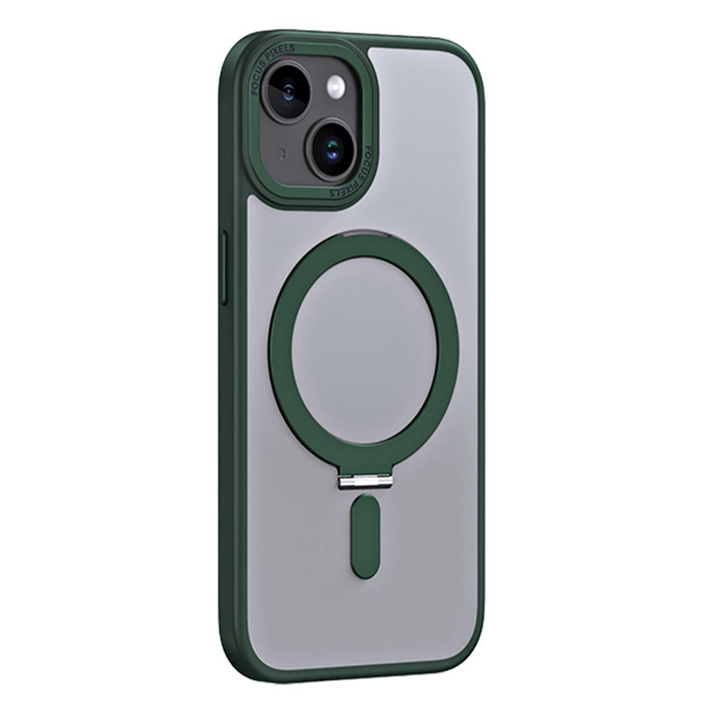 Kickstand magnetisk cover til iPhone 15 Plus, stødsikkert TPU+akryl mat telefoncover