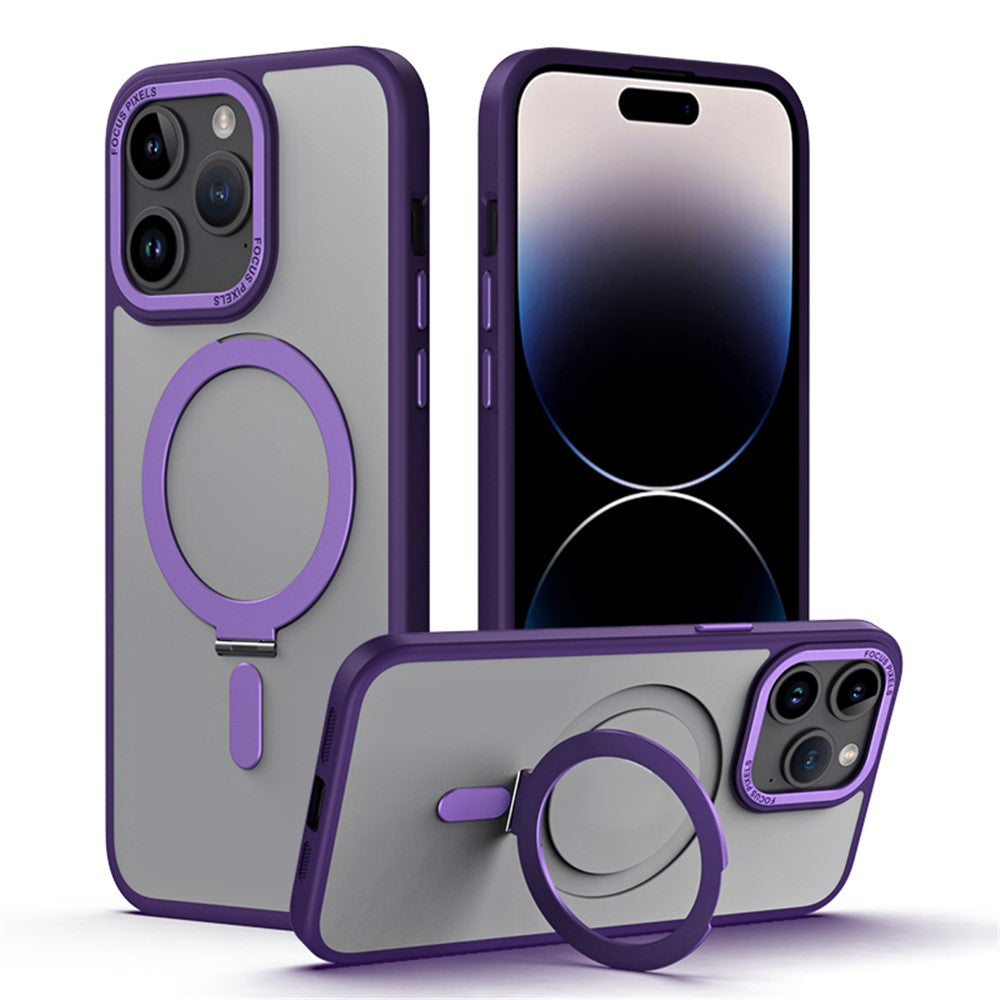 Magnetisk Mat Etui til iPhone 15 Pro Max, TPU+Akryl Faldbeskyttelse Usynligt Støtteben Telefoncover