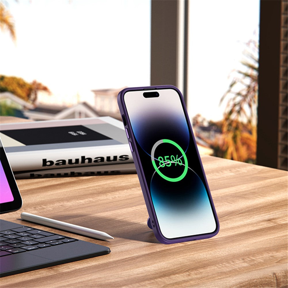 Magnetisk Mat Etui til iPhone 15 Pro Max, TPU+Akryl Faldbeskyttelse Usynligt Støtteben Telefoncover