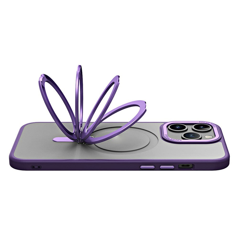 Magnetisk Mat Etui til iPhone 15 Pro Max, TPU+Akryl Faldbeskyttelse Usynligt Støtteben Telefoncover