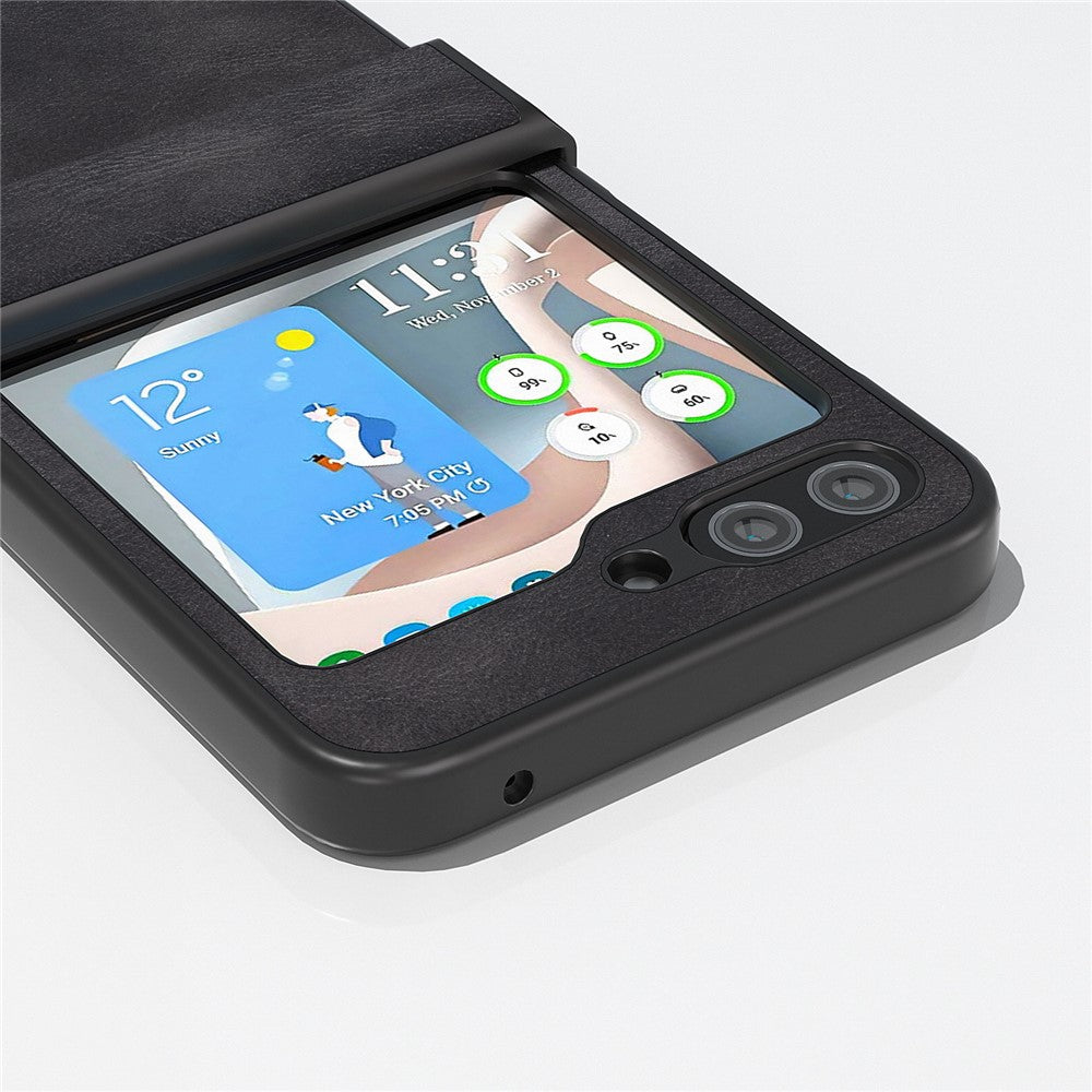 ABEEL Hinge Design Phone Case for Samsung Galaxy Z Flip5 5G , Cowhide Texture PU Leather + PC Cover
