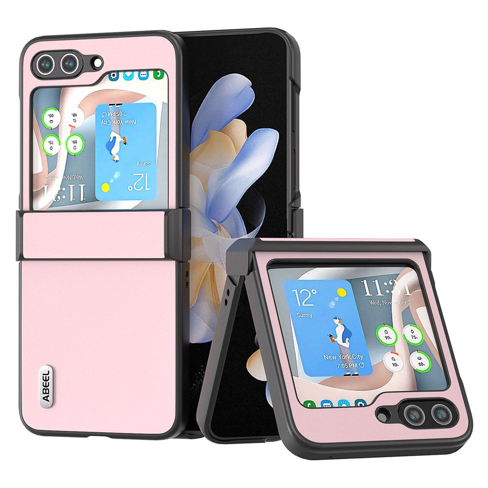 ABEEL Hinge Design Phone Case for Samsung Galaxy Z Flip5 5G , Cowhide Texture PU Leather + PC Cover