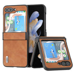 ABEEL Hinge Design Phone Case for Samsung Galaxy Z Flip5 5G , Cowhide Texture PU Leather + PC Cover