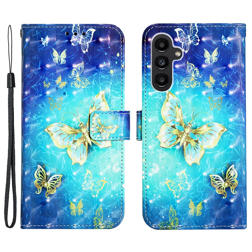 For Samsung Galaxy A24 4G (162.1mm) Leather Case 3D Pattern Printing Wallet Stand Mobile Cover with Strap