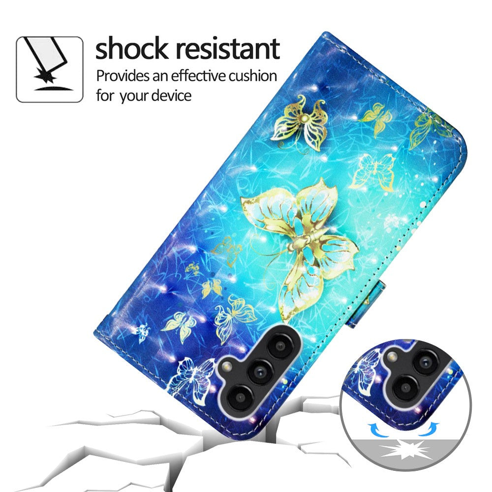 For Samsung Galaxy A24 4G (162.1mm) Leather Case 3D Pattern Printing Wallet Stand Mobile Cover with Strap