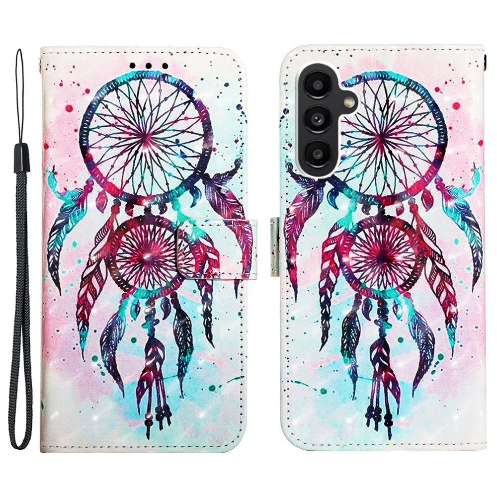 For Samsung Galaxy A24 4G (162.1mm) Leather Case 3D Pattern Printing Wallet Stand Mobile Cover with Strap