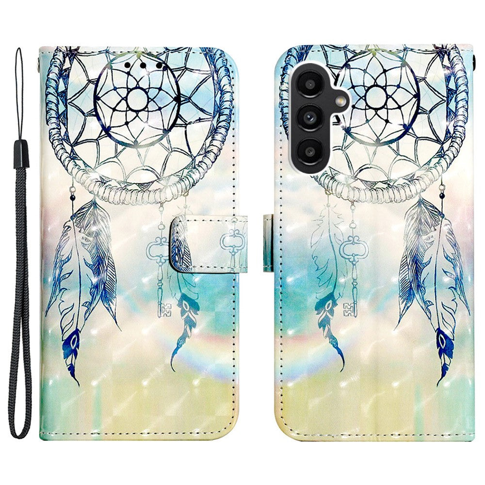 For Samsung Galaxy A24 4G (162.1mm) Leather Case 3D Pattern Printing Wallet Stand Mobile Cover with Strap