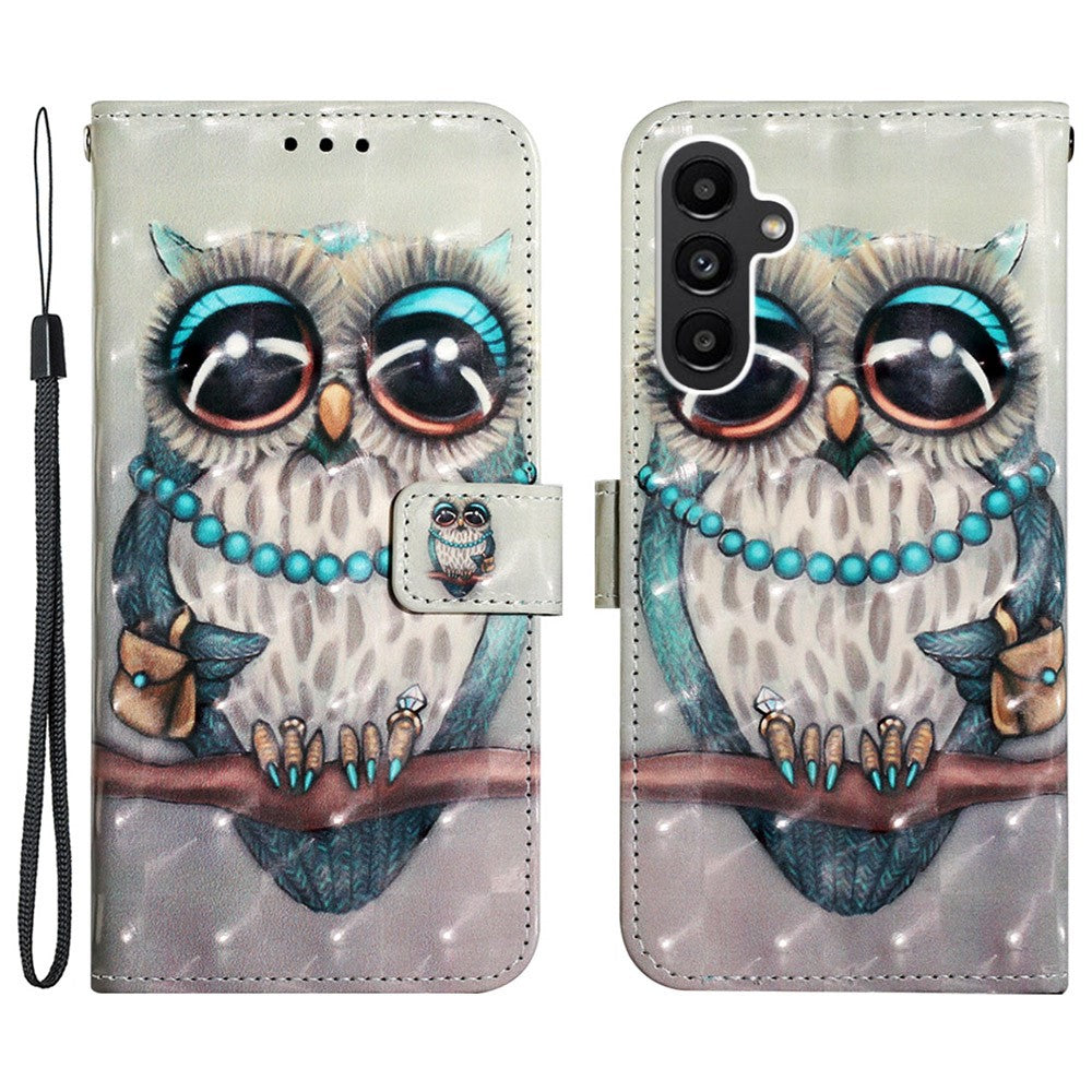 For Samsung Galaxy A24 4G (162.1mm) Leather Case 3D Pattern Printing Wallet Stand Mobile Cover with Strap