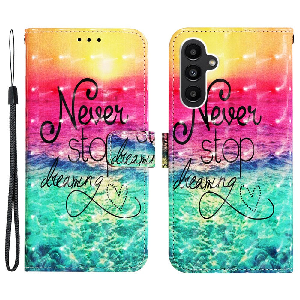 For Samsung Galaxy A24 4G (162.1mm) Leather Case 3D Pattern Printing Wallet Stand Mobile Cover with Strap