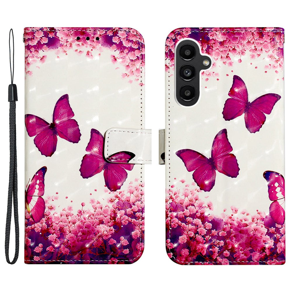 For Samsung Galaxy A24 4G (162.1mm) Leather Case 3D Pattern Printing Wallet Stand Mobile Cover with Strap