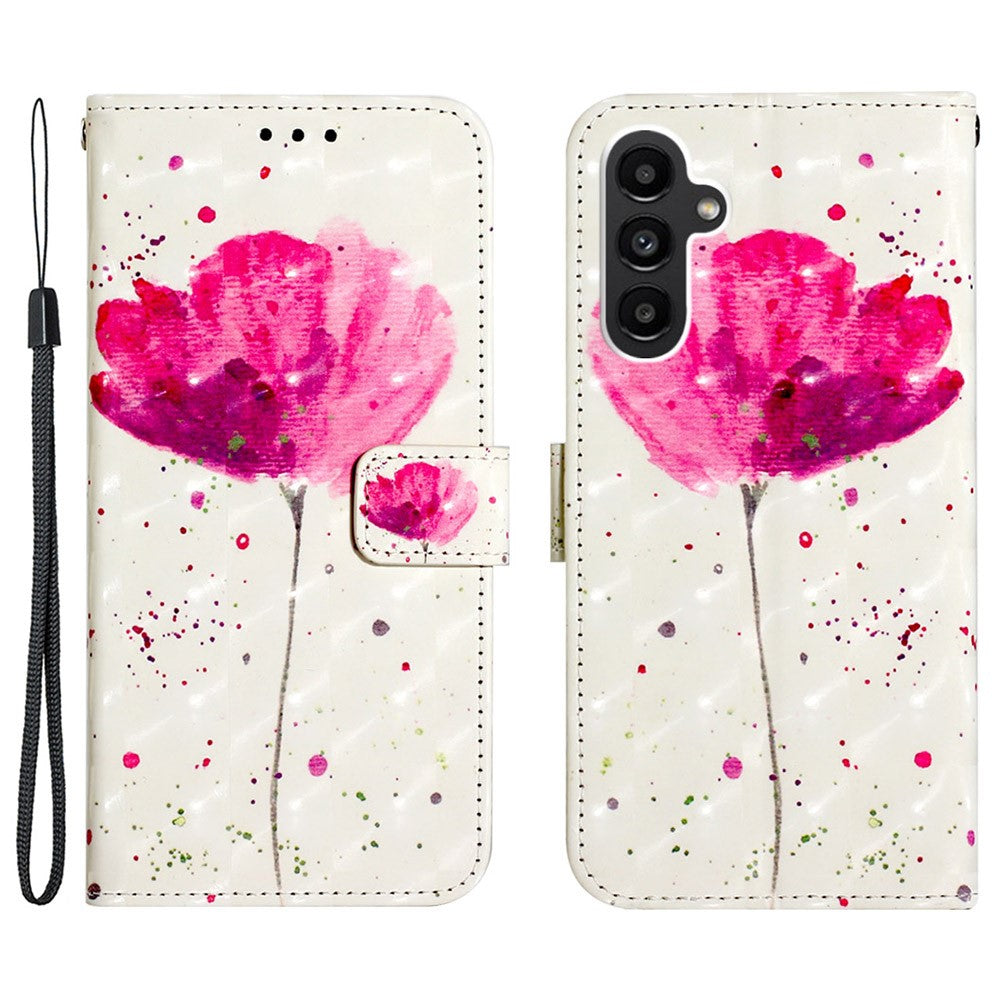 For Samsung Galaxy A24 4G (162.1mm) Leather Case 3D Pattern Printing Wallet Stand Mobile Cover with Strap