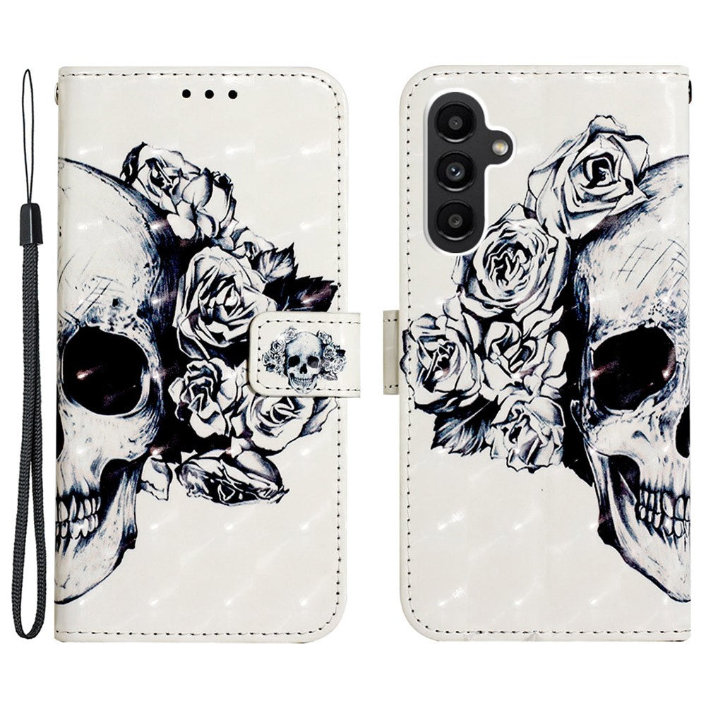 For Samsung Galaxy A24 4G (162.1mm) Leather Case 3D Pattern Printing Wallet Stand Mobile Cover with Strap