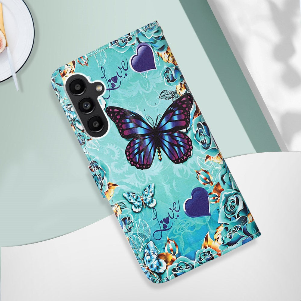 Til Samsung Galaxy A24 4G (162.1mm) Læderetui med rem og kortholder Mønstertryk Telefonstativcover