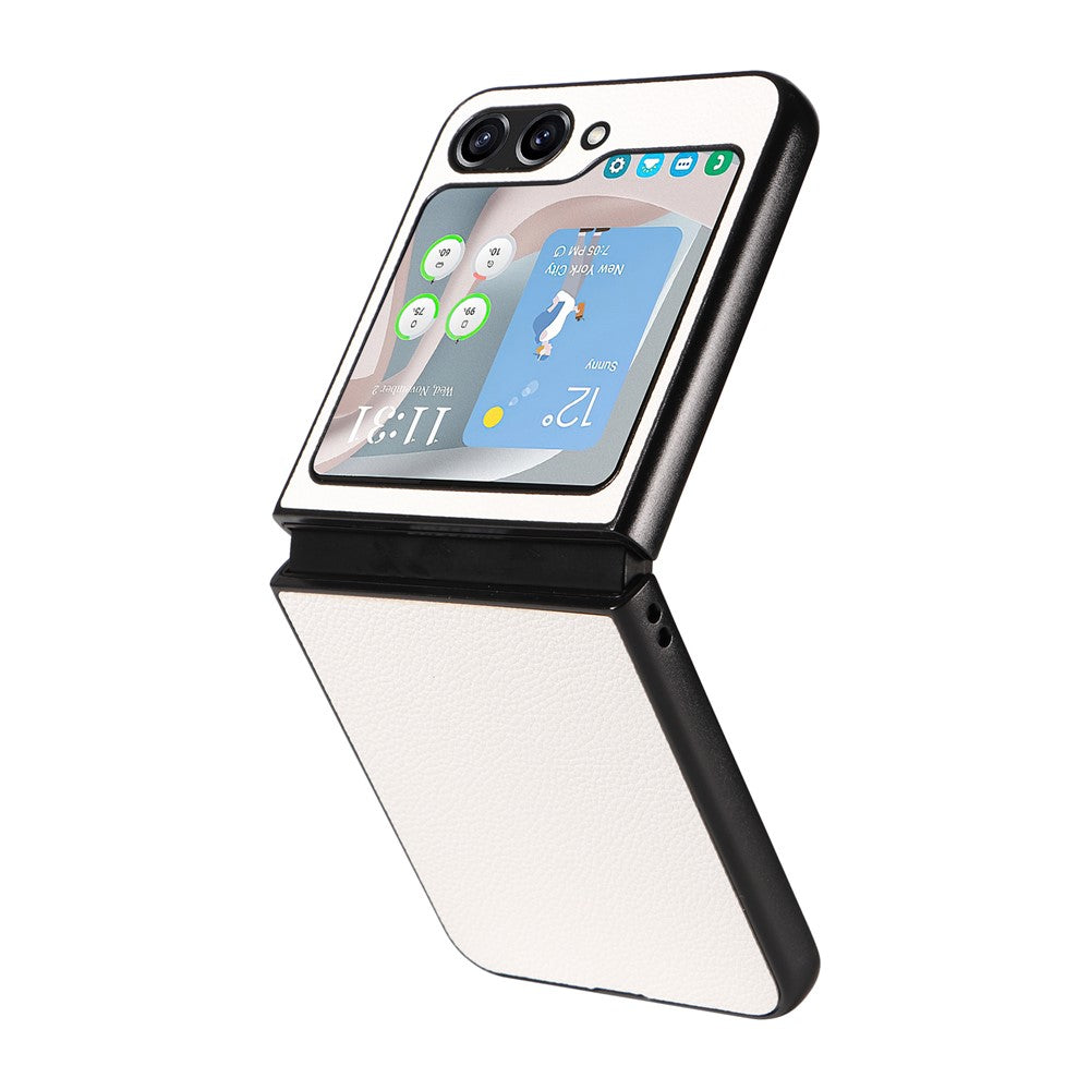 For Samsung Galaxy Z Flip5 5G Litchi Texture Phone Case PU Leather Coated PC Slim Fit Cover