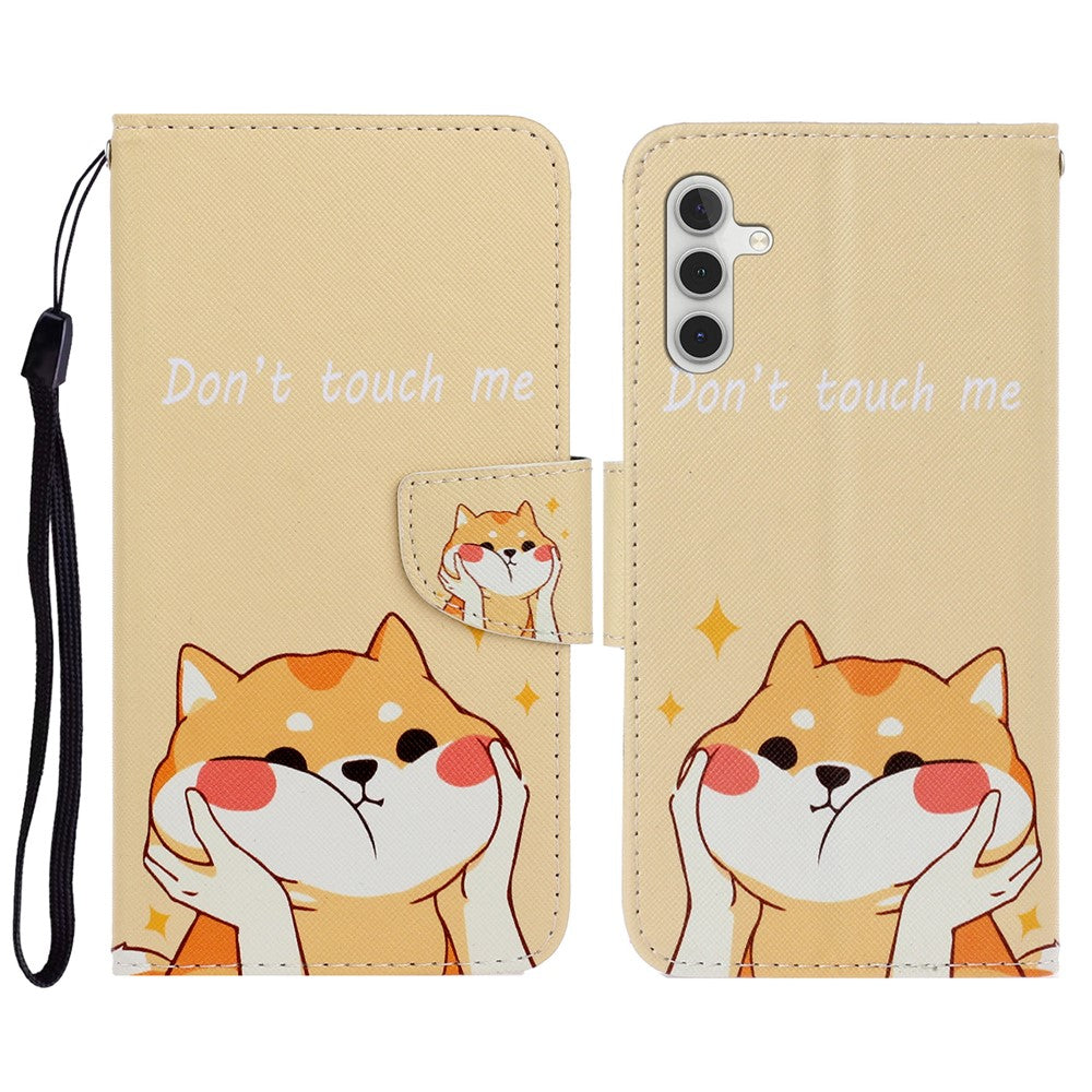 Pattern Printing PU Leather Cover for Samsung Galaxy S23 FE Cross Texture Wallet Phone Case with Strap